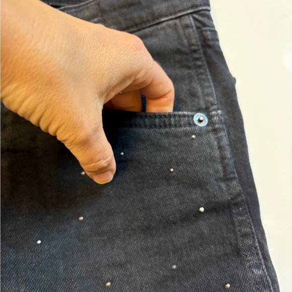 Zara girls black sparkle high rise straight leg denim jeans size 11-12 - Picture 4 of 10